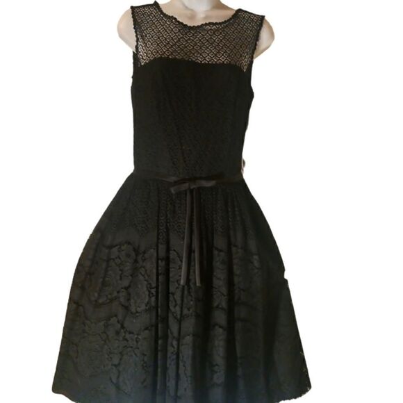 Jonathan Logan vintage black lace fit and flare formal party dress size 2 - Picture 2 of 14